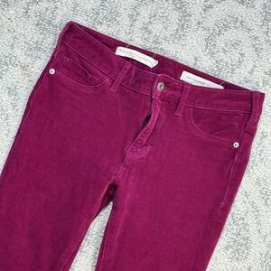 Pilcro‎ Mid Rise Skinny Burgundy Corduroy Jeans Size 26 Stretch Ankle Slim